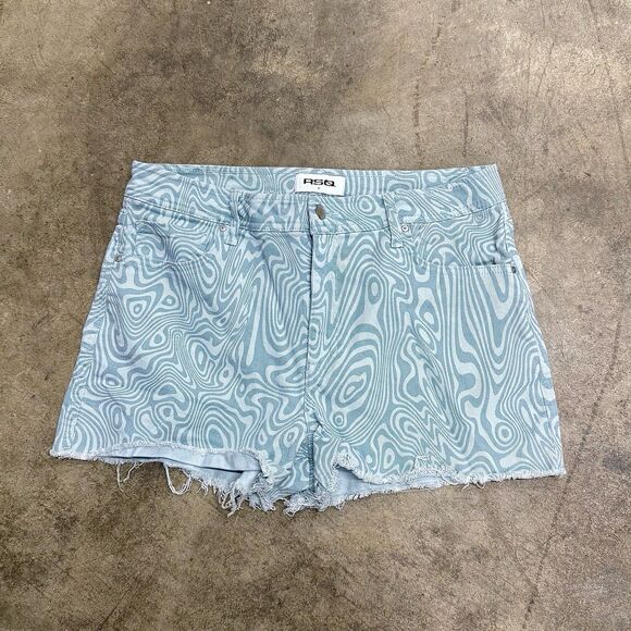 RSQ Marble swirl patterned retro jean shorts - Picture 2 of 6